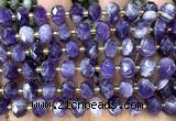 CRB6302 15 inches 6*10mm faceted rondelle dogtooth amethyst beads