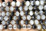 CRB6304 6*10mm faceted rondelle black rutilated quartz beads