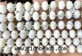 CRB6318 6*10mm faceted rondelle white crazy lace agate beads