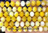 CRB6322 15 inches 6*10mm faceted rondelle yellow banded agate beads