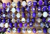 CRB6323 15 inches 6*10mm faceted rondelle purple banded agate beads