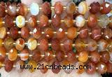 CRB6325 15 inches 6*10mm faceted rondelle red banded agate beads