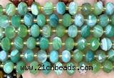 CRB6327 15 inches 6*10mm faceted rondelle green banded agate beads