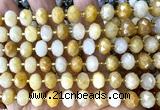 CRB6333 15 inches 6*10mm faceted rondelle yellow jade beads
