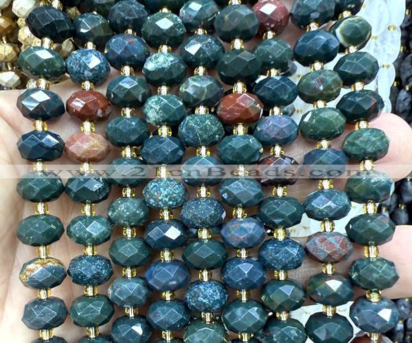 CRB6344 15 inches 6*10mm faceted rondelle Indian blood jasper beads