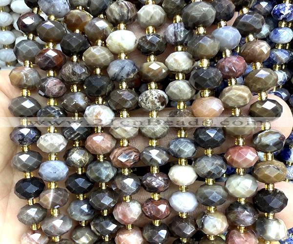 CRB6348 15 inches 6*10mm faceted rondelle wooden jasper beads