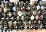 CRB6348 15 inches 6*10mm faceted rondelle wooden jasper beads