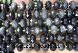 CRB6360 15 inches 6*10mm faceted rondelle silver obsidian beads