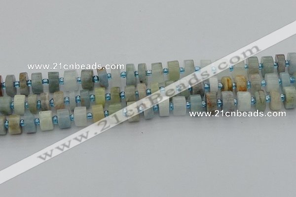 CRB646 15.5 inches 6*10mm tyre aquamarine gemstone beads