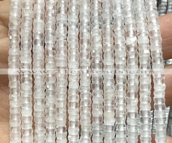 CRB6601 15 inches 2*4mm faceted heishi Angola white crystal beads