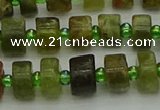 CRB664 15.5 inches 5*8mm tyre green garnet gemstone beads