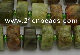 CRB666 15.5 inches 6*12mm tyre green garnet gemstone beads