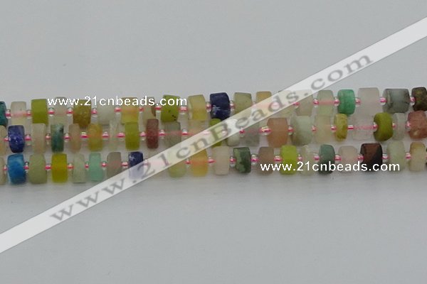 CRB679 15.5 inches 5*8mm tyre matte mixed gemstone beads