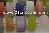 CRB682 15.5 inches 7*14mm tyre matte mixed gemstone beads