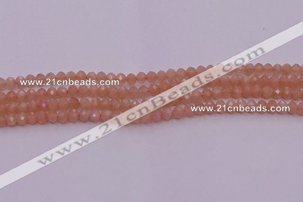 CRB714 15.5 inches 3*4mm faceted rondelle peach moonstone beads