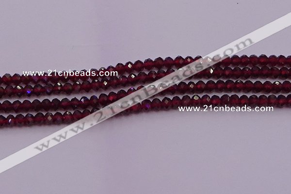 CRB718 15.5 inches 3*4mm faceted rondelle red garnet beads