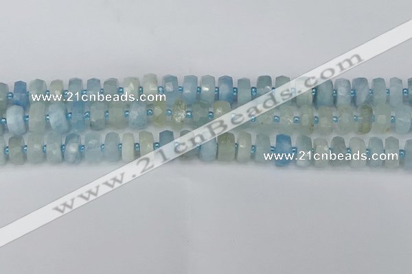 CRB802 15.5 inches 6*10mm faceted rondelle aquamarine beads