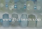 CRB803 15.5 inches 7*12mm faceted rondelle aquamarine beads