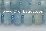 CRB804 15.5 inches 8*14mm faceted rondelle aquamarine beads