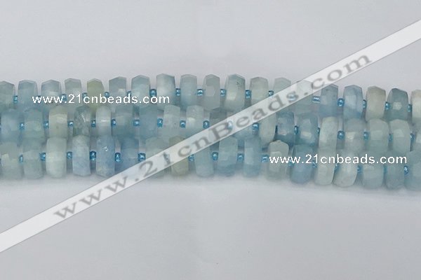 CRB804 15.5 inches 8*14mm faceted rondelle aquamarine beads