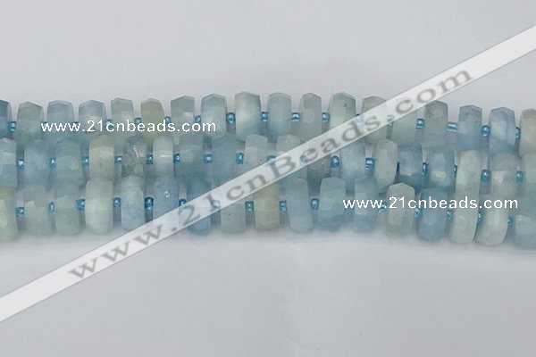 CRB805 15.5 inches 8*16mm faceted rondelle aquamarine beads