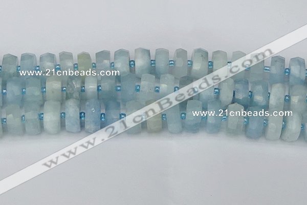 CRB806 15.5 inches 8*18mm faceted rondelle aquamarine beads