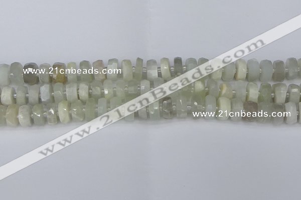 CRB810 15.5 inches 6*10mm faceted rondelle grey moonstone beads