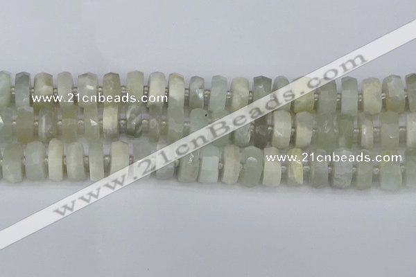 CRB812 15.5 inches 8*14mm faceted rondelle grey moonstone beads