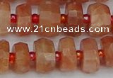 CRB818 15.5 inches 6*10mm faceted rondelle orange moonstone beads