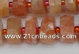 CRB819 15.5 inches 7*12mm faceted rondelle orange moonstone beads