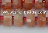 CRB820 15.5 inches 8*14mm faceted rondelle orange moonstone beads