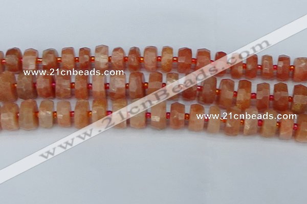 CRB820 15.5 inches 8*14mm faceted rondelle orange moonstone beads