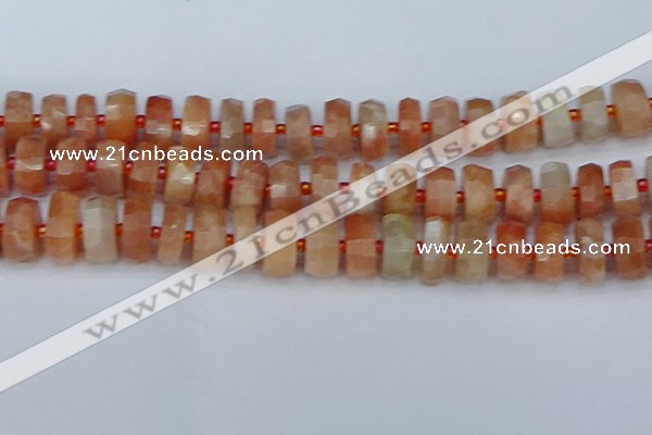 CRB821 15.5 inches 8*16mm faceted rondelle orange moonstone beads