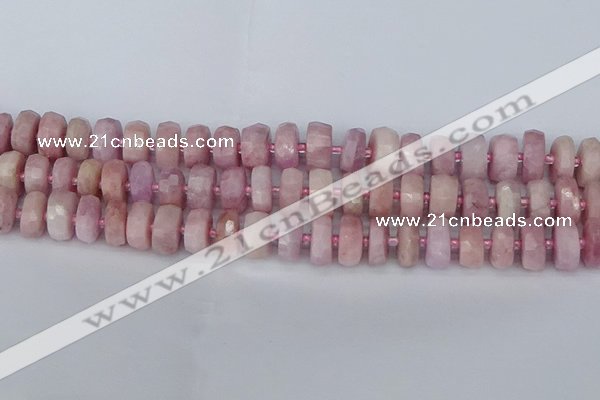 CRB827 15.5 inches 7*12mm faceted rondelle kunzite beads