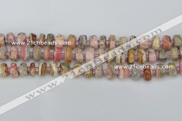 CRB835 15.5 inches 7*12mm faceted rondelle rhodochrosite beads