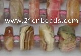 CRB836 15.5 inches 8*14mm faceted rondelle rhodochrosite beads