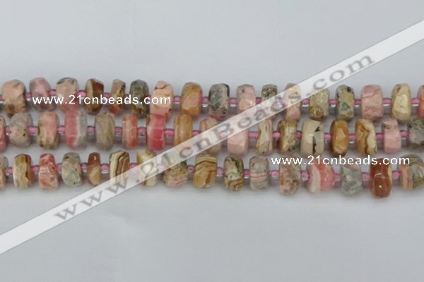 CRB836 15.5 inches 8*14mm faceted rondelle rhodochrosite beads