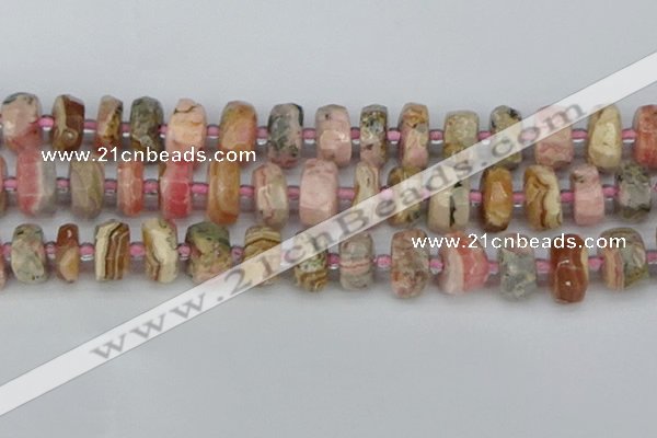 CRB838 15.5 inches 8*18mm faceted rondelle rhodochrosite beads