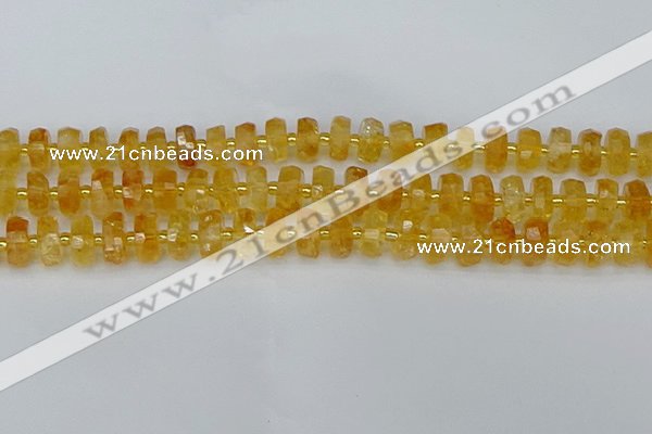 CRB842 15.5 inches 6*10mm faceted rondelle citrine beads