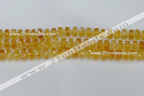 CRB843 15.5 inches 7*12mm faceted rondelle citrine beads