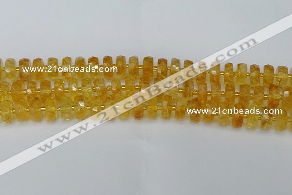 CRB844 15.5 inches 8*14mm faceted rondelle citrine beads