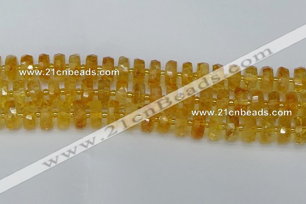 CRB846 15.5 inches 8*18mm faceted rondelle citrine beads