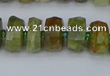 CRB850 15.5 inches 6*10mm faceted rondelle green garnet beads