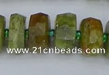CRB851 15.5 inches 7*12mm faceted rondelle green garnet beads