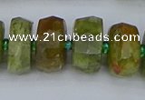 CRB852 15.5 inches 8*14mm faceted rondelle green garnet beads