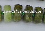 CRB853 15.5 inches 8*16mm faceted rondelle green garnet beads