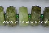 CRB854 15.5 inches 8*18mm faceted rondelle green garnet beads