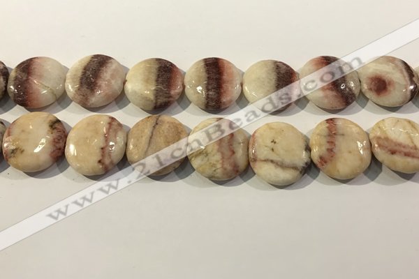 CRC1071 15.5 inches 25mm flat round rhodochrosite beads