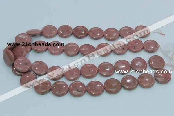 CRC207 16 inches 20mm flat round rhodochrosite gemstone beads
