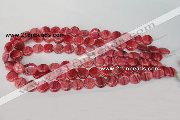 CRC23 15.5 inches 14mm flat round dyed rhodochrosite gemstone beads